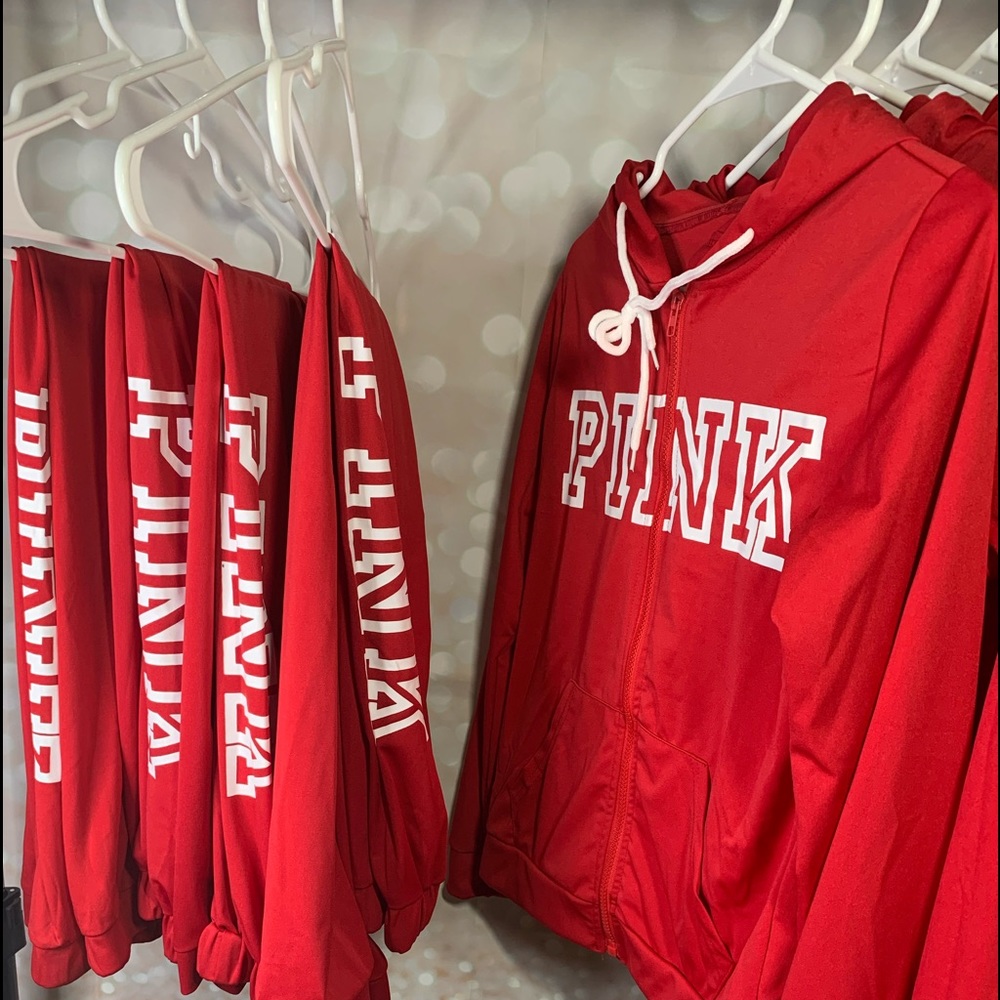 Pink Zipper Hoodie Sets